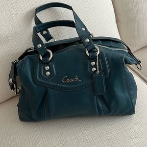 Coach purse -Teal with chrome detail
